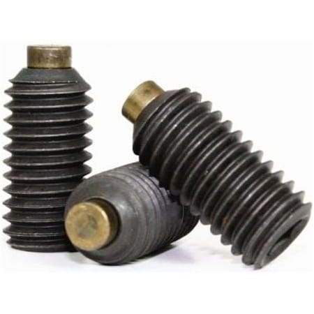 Socket Set Screw, Brass Tip, 6-32 X 3/8, Alloy Steel, Black Oxide, Hex Socket , 100PK